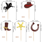ZHUOWEISM 30 Pcs Glitter Cowboy Cupcake Toppers – Horseshoe, Cowboy Hats & Boots for Western Theme Parties