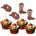 ZHUOWEISM 24-Piece Cowboy Cupcake Toppers — Glitter Hats & Boots