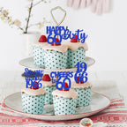 ZHUOWEISM 30 PCS 60th Birthday Cupcake Toppers – Glitter Straight Outta 1966, Blue
