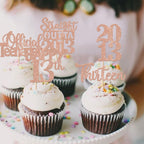 ZHUOWEISM 30Pcs 13th Birthday Cupcake Toppers – Glitter Rose Gold, Straight Outta 2013