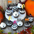 ZHUOWEISM 32 Pcs Hocus Pocus Cupcake Toppers – Glitter Witch Hat Picks for Halloween Party