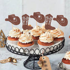 ZHUOWEISM 24-Piece Cowboy Cupcake Toppers — Glitter Hats & Boots