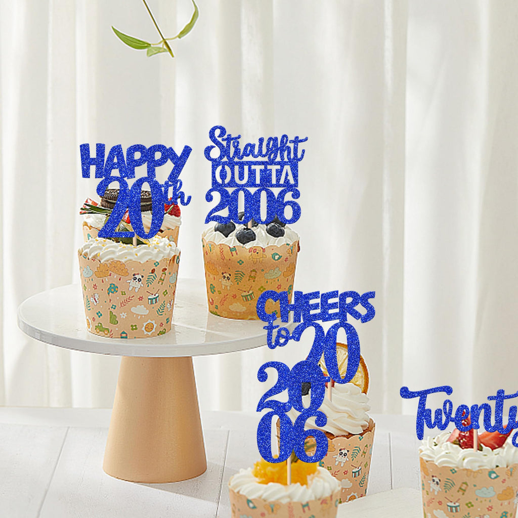 ZHUOWEISM 30pcs 20th Birthday Cupcake Toppers Glitter Blue – Straight Outta 2006