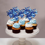 ZHUOWEISM 30 PCS Foil Firework Cupcake Toppers - Dark Blue Sparkle Picks for Birthday Parties