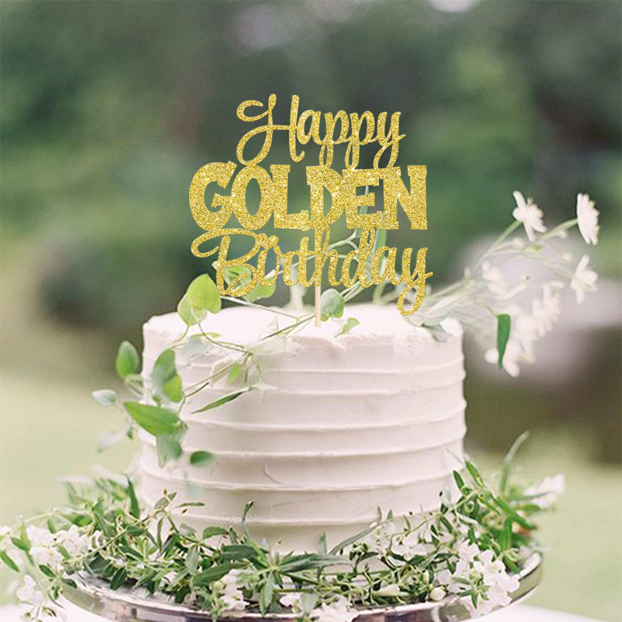 ZHUOWEISM Happy Golden Birthday Cake Topper – Gold Glitter Cake Pick for 1/13/16/18/21/30/40/60/70/80/90 & 50th Anniversary