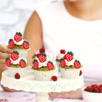 ZHUOWEISM 30 PCS Strawberry Cupcake Toppers - Red Berry Theme for Baby Showers & Birthday Cakes