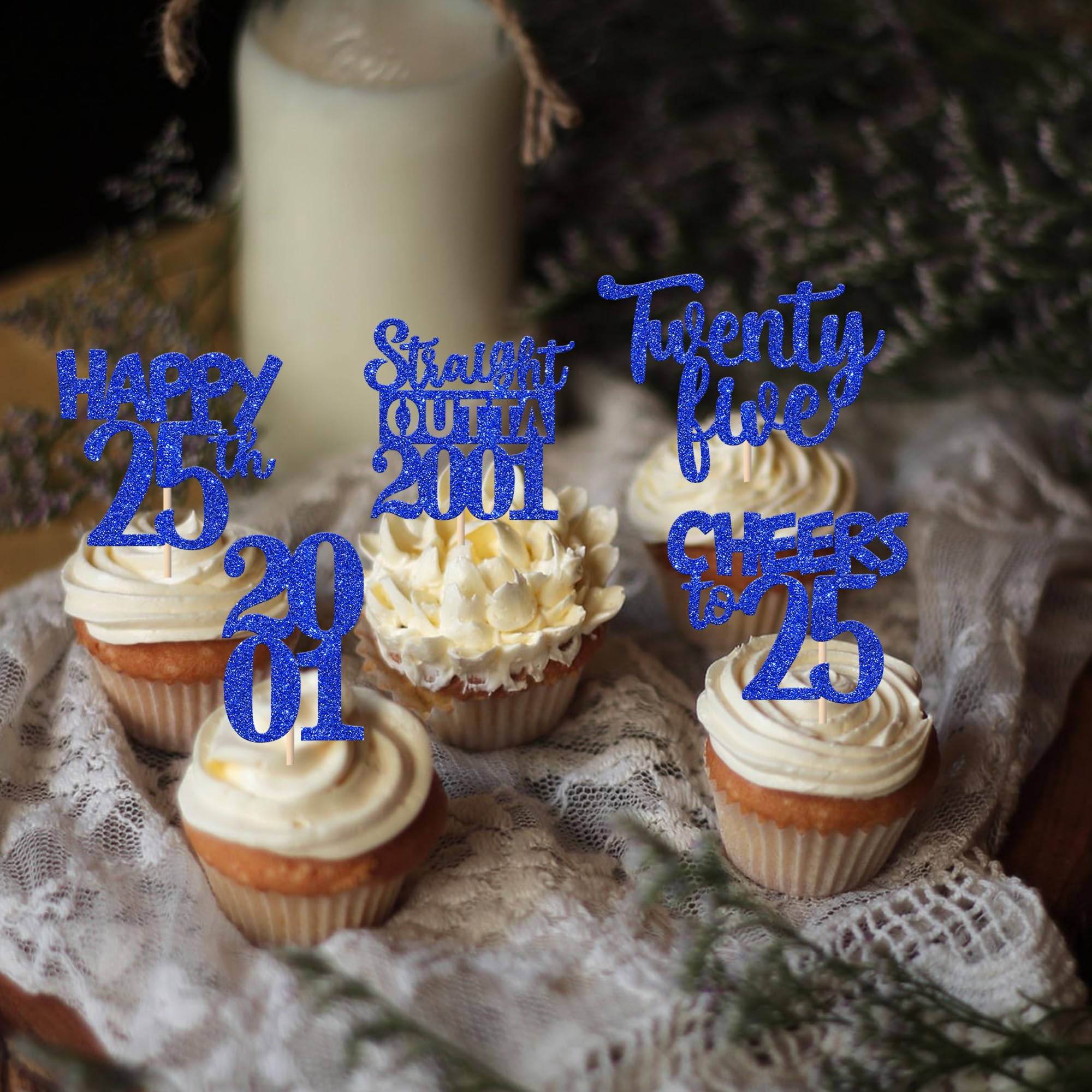 ZHUOWEISM 30Pcs 25th Birthday Cupcake Toppers Glitter – Straight Outta 2001 Party Decorations