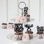 ZHUOWEISM 30Pcs Black Glitter 75th Birthday Cupcake Toppers – Straight Outta 1951 Party Picks
