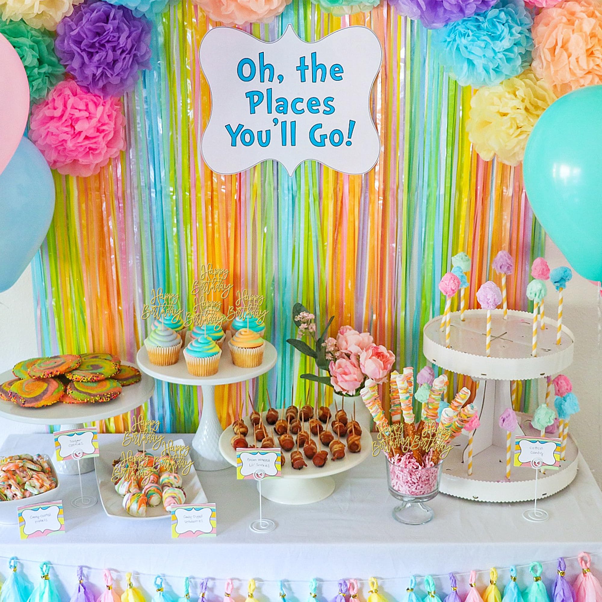 ZHUOWEISM 24 Pcs Happy Birthday Cupcake Toppers Glitter Picks, Gold — Anniversary & Party Cake Decorations