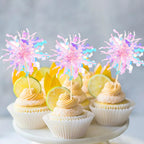 ZHUOWEISM 30 Pcs Foil Firework Cupcake Toppers - Pink Sparkle Tinsel Picks for Birthday, Baby Shower, Wedding