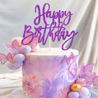 ZHUOWEISM 1-Pcs Glitter Happy Birthday Cake Topper | Purple, No Assembly, Food-Grade Stick