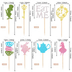 ZHUOWEISM 24 PCS Magic Alice Cupcake Toppers – Glitter, Eat Me, Clock, Fairy Party Picks