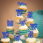 ZHUOWEISM 30 Pcs 18th Birthday Cupcake Toppers Glitter – Straight Outta 2008, Blue