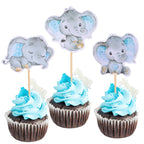 ZHUOWEISM 36Pcs Blue Elephant Cupcake Toppers – Baby Shower & Elephant Theme Party Picks