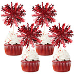 ZHUOWEISM 30 PCS Foil Firework Cupcake Toppers – Sparkle Tinsel Picks for Birthday Parties & Celebrations