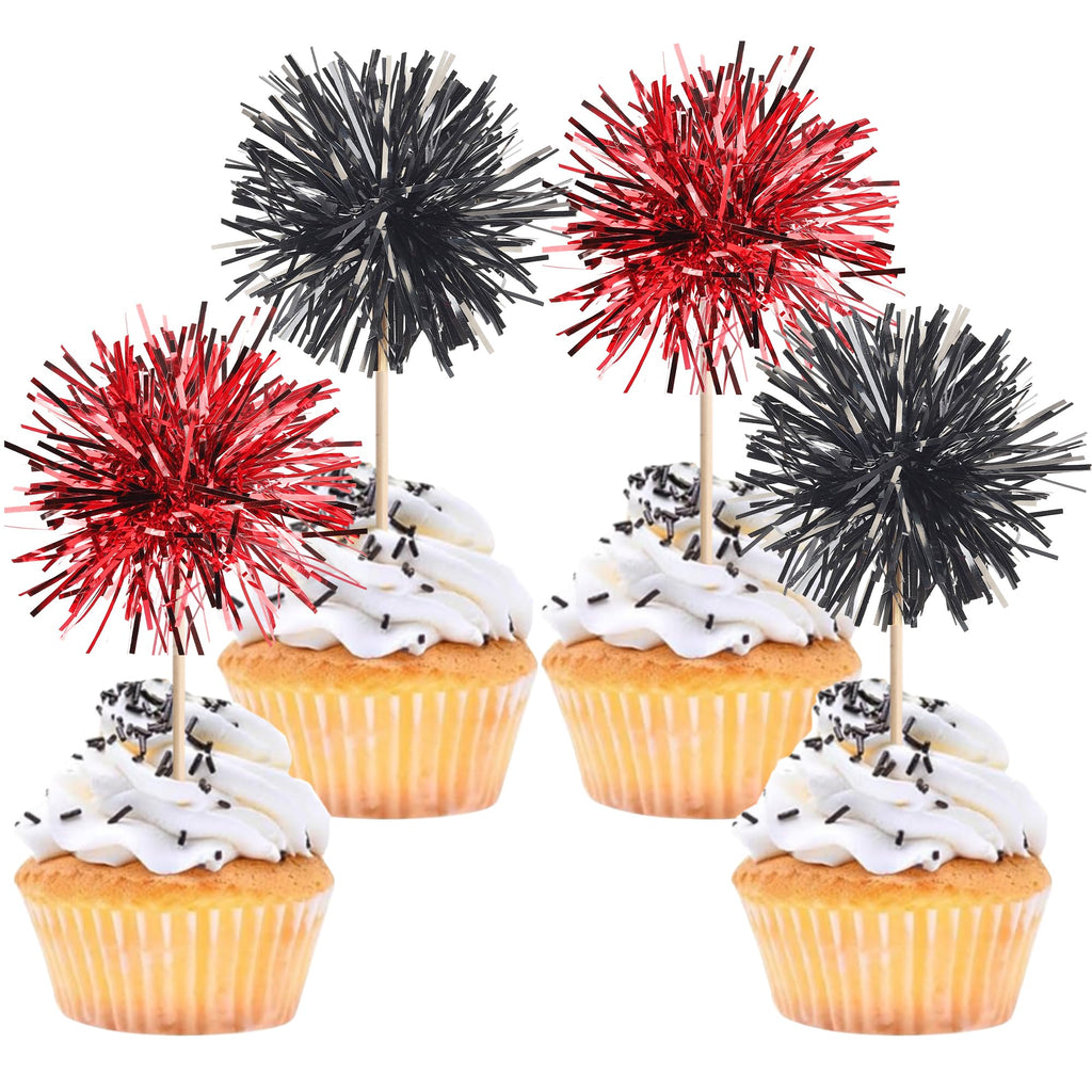 ZHUOWEISM 40 PCS Foil Firework Cupcake Toppers – Sparkle & Style for Birthday, Wedding & More