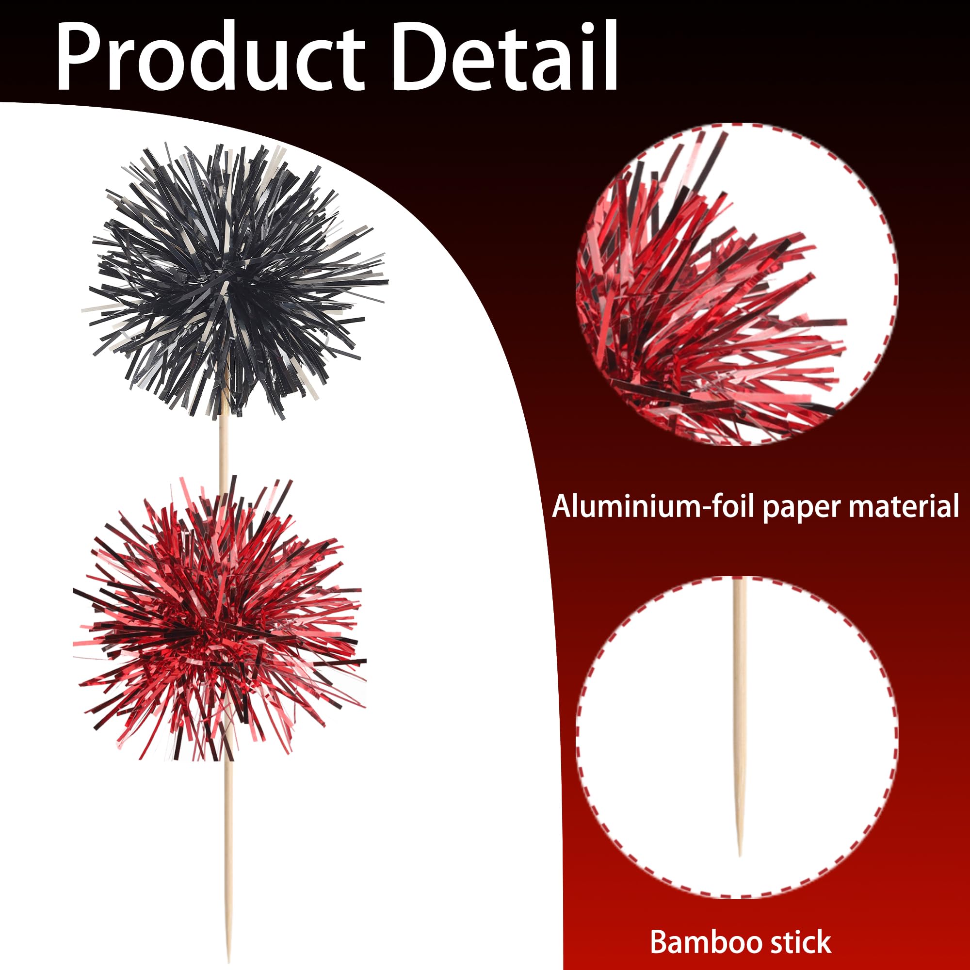 ZHUOWEISM 40 PCS Foil Firework Cupcake Toppers – Sparkle & Style for Birthday, Wedding & More