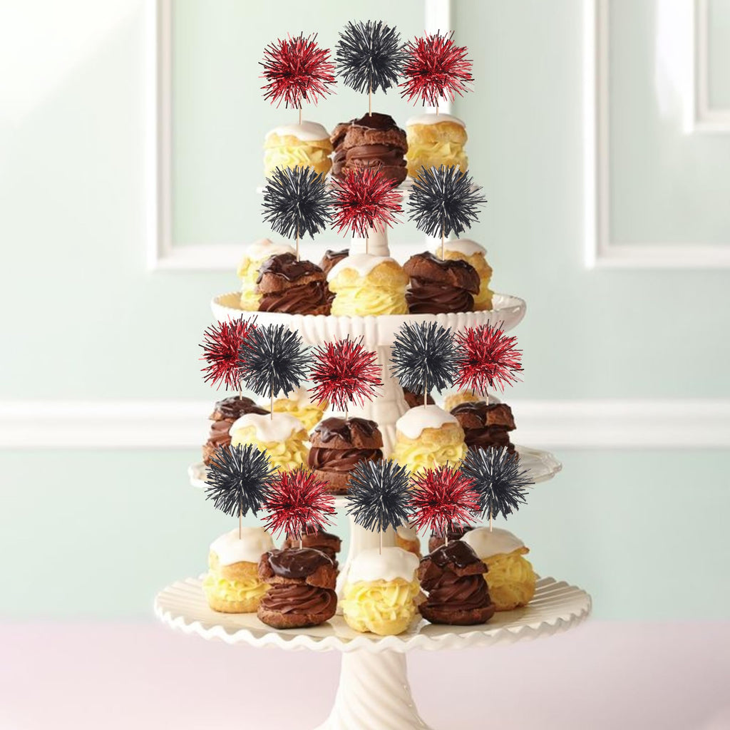 ZHUOWEISM 40 PCS Foil Firework Cupcake Toppers – Sparkle & Style for Birthday, Wedding & More