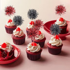 ZHUOWEISM 40 PCS Foil Firework Cupcake Toppers – Sparkle & Style for Birthday, Wedding & More