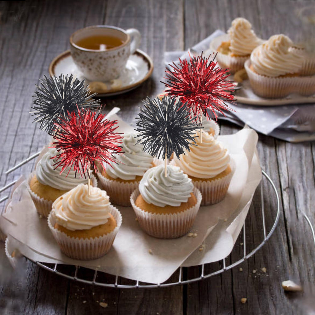 ZHUOWEISM 40 PCS Foil Firework Cupcake Toppers – Sparkle & Style for Birthday, Wedding & More