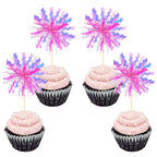 ZHUOWEISM 30 PCS Foil Firework Cupcake Toppers – Rose Red Party Decorations