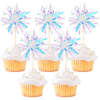 ZHUOWEISM 30 Pcs Foil Firework Cupcake Toppers – Sparkle Silver Party Picks