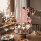 ZHUOWEISM 1 PCS Happy 18th Birthday Cake Topper - Glitter Rose Gold