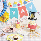 ZHUOWEISM Happy 8th Birthday Cake Topper – Black Gold Glitter Cheers to 8 Years