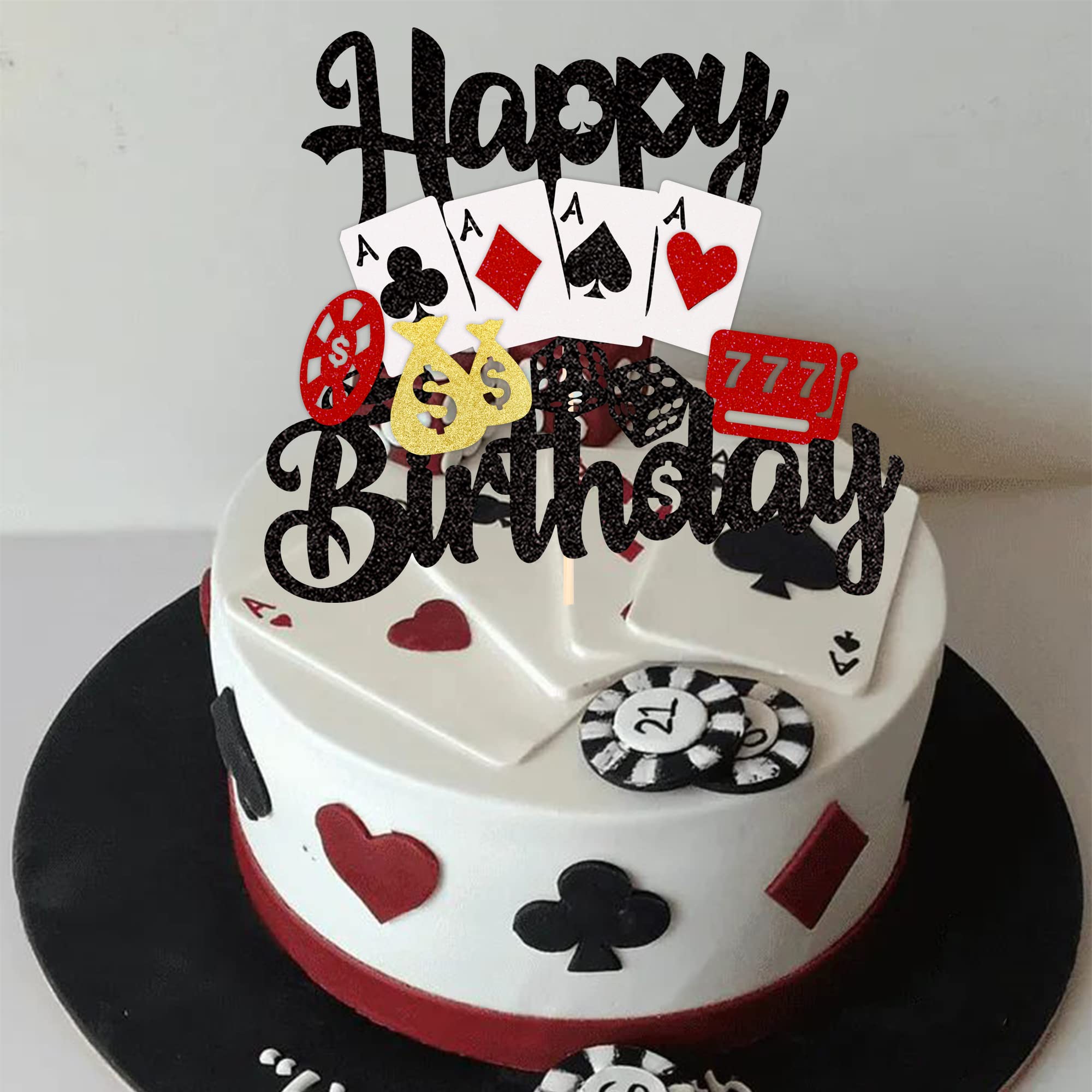 ZHUOWEISM Casino Cake Topper – 1 pc Las Vegas Poker Night Birthday Decoration