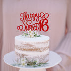 ZHUOWEISM 1-PCS Glitter Happy Sweet 16 Cake Topper – 6in x 8.7in, Cheers to 16 Years Birthday Decor