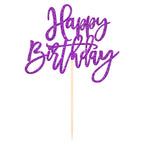 ZHUOWEISM 1-Pcs Glitter Happy Birthday Cake Topper | Purple, No Assembly, Food-Grade Stick