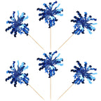 ZHUOWEISM 30 PCS Foil Firework Cupcake Toppers - Dark Blue Sparkle Picks for Birthday Parties