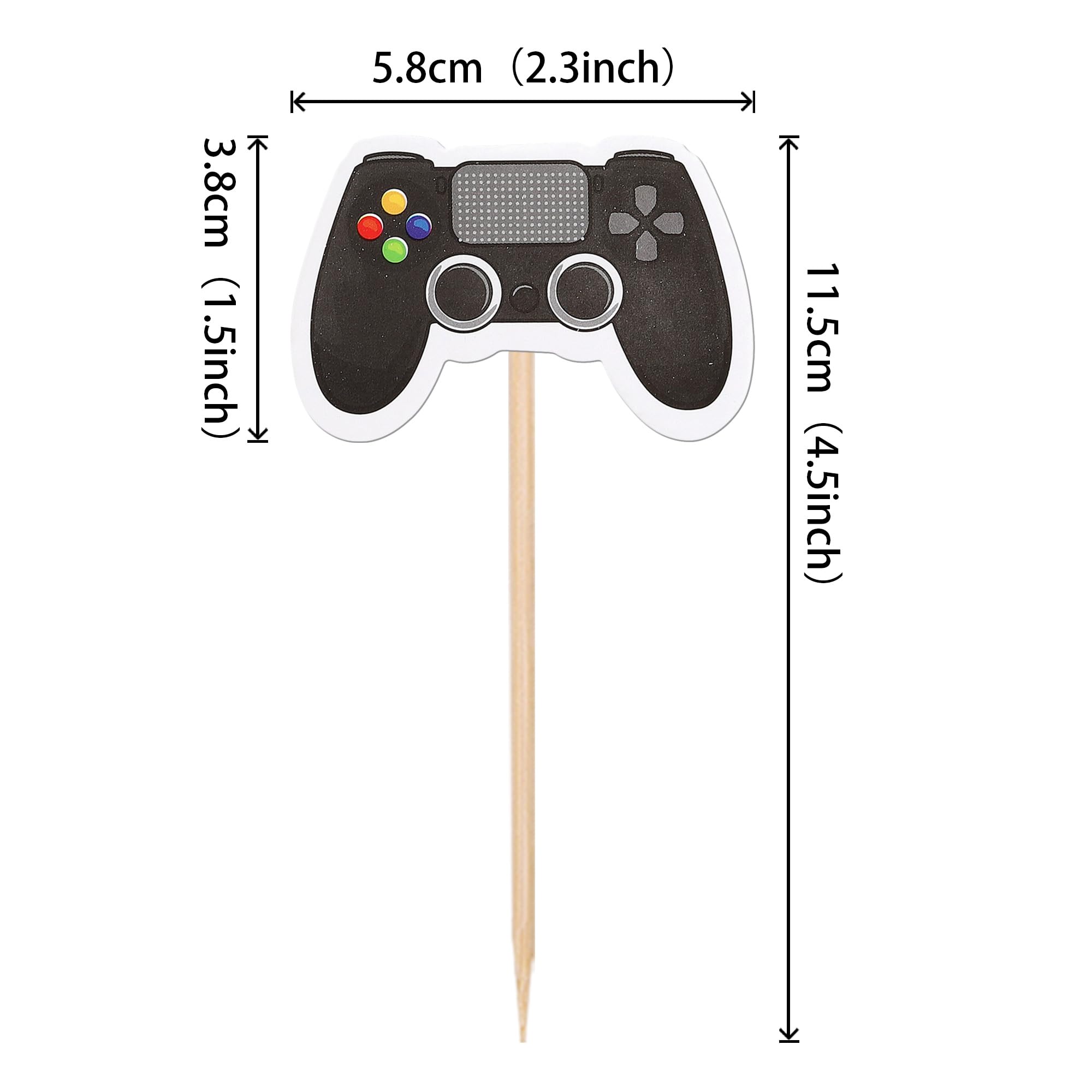 ZHUOWEISM 40 Pcs Video Game Controllers Cupcake Toppers - Double-Sided Game On Controllers Picks