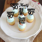 ZHUOWEISM 30pcs Black 90th Birthday Cupcake Toppers Glitter – Straight Outta 1936 Party Picks