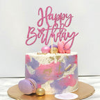 ZHUOWEISM 1-Piece Glitter Happy Birthday Cake Topper | Pink Cake Pick for Celebrations