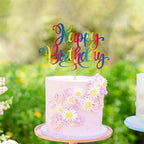 ZHUOWEISM 1-pc Glitter Happy Birthday Cake Topper – Colorful Party Decor