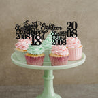 ZHUOWEISM 30Pcs Black Glitter 18th Birthday Cupcake Toppers — Straight Outta 2008 Party Decor