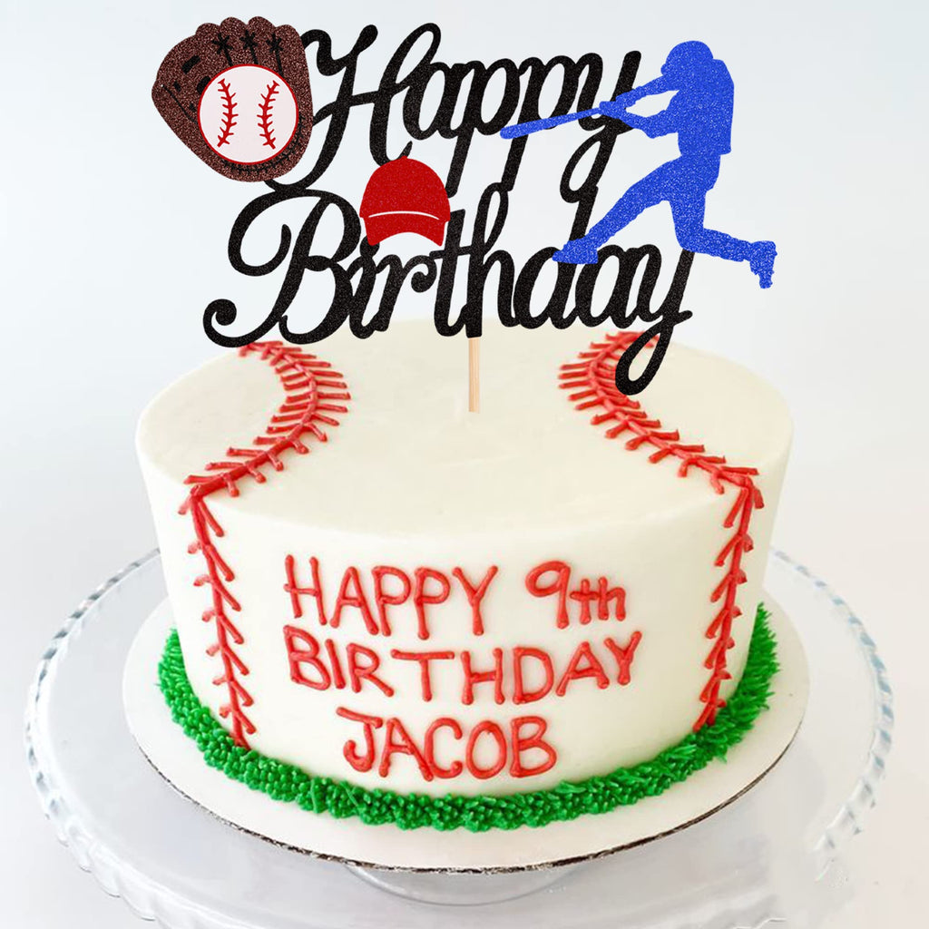 ZHUOWEISM Baseball Birthday Cake Topper Glitter - 6x8 in, Pre-assembled Sports Theme Decor