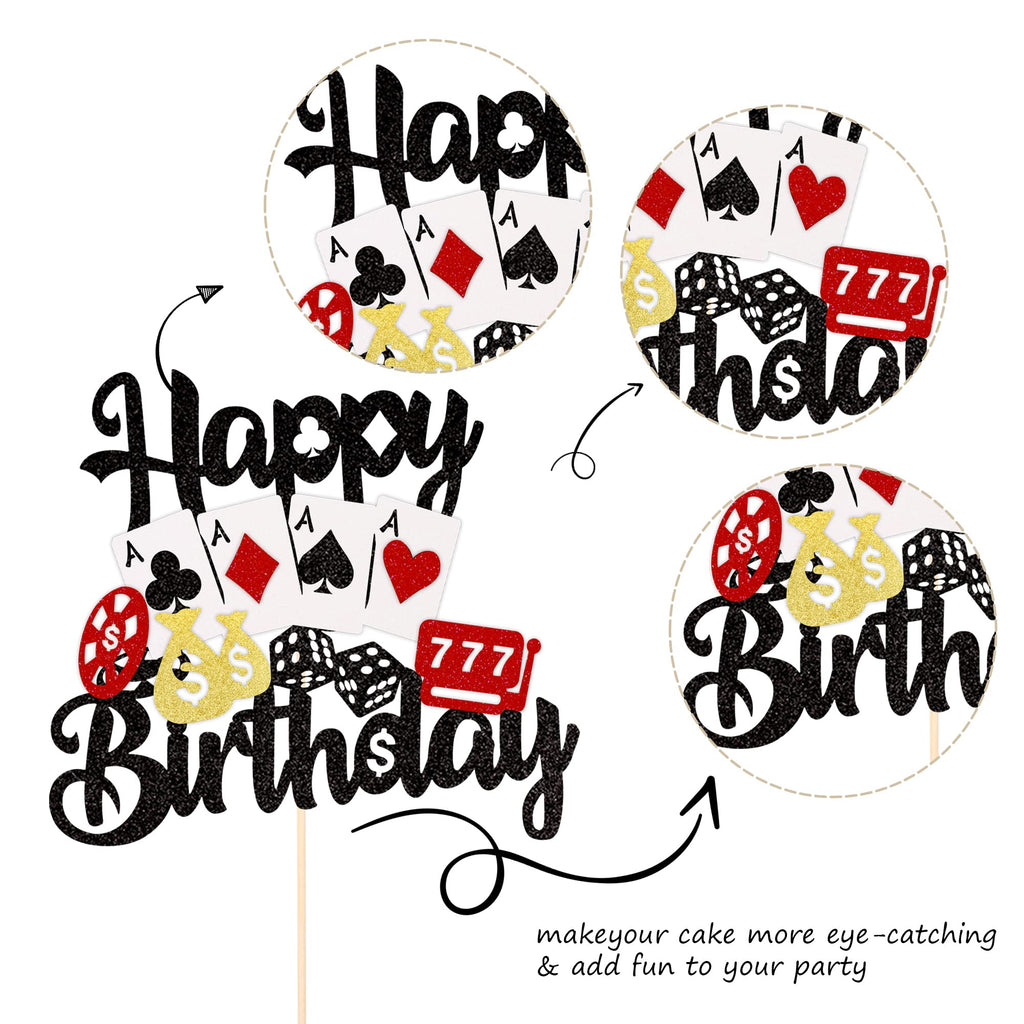 ZHUOWEISM Casino Cake Topper – 1 pc Las Vegas Poker Night Birthday Decoration