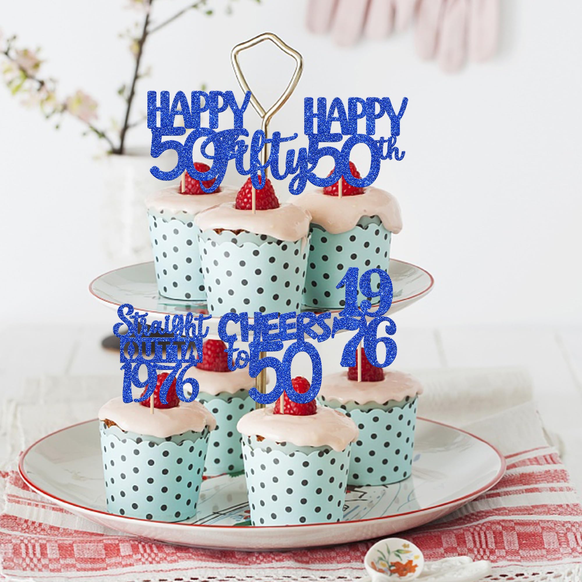 ZHUOWEISM 30 PCS Glitter 50th Birthday Cupcake Toppers – Straight Outta 1976