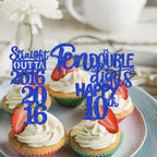 ZHUOWEISM 30 Pcs 10th Birthday Cupcake Toppers Glitter - Straight Outta 2016