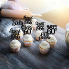 ZHUOWEISM 24Pcs Black 60th Birthday Cupcake Toppers - Straight Outta 1966