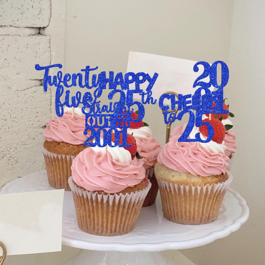 ZHUOWEISM 30Pcs 25th Birthday Cupcake Toppers Glitter – Straight Outta 2001 Party Decorations