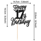ZHUOWEISM Happy 17th Birthday Cake Topper – Glitter Cheers to 17 Years, Pre-assembled Decoration