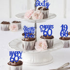 ZHUOWEISM 30 PCS 60th Birthday Cupcake Toppers – Glitter Straight Outta 1966, Blue