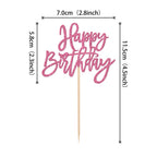 ZHUOWEISM 24-Pcs Glitter Cupcake Toppers – Happy Birthday & Anniversary Picks – Pink