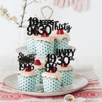 ZHUOWEISM 30Pcs Black Glitter Cupcake Toppers – Straight Outta 1996, 30th Birthday & Anniversary Decor