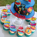 ZHUOWEISM 36 PCS Super Hero Boom Cupcake Toppers & Wrappers for Hero Theme Parties
