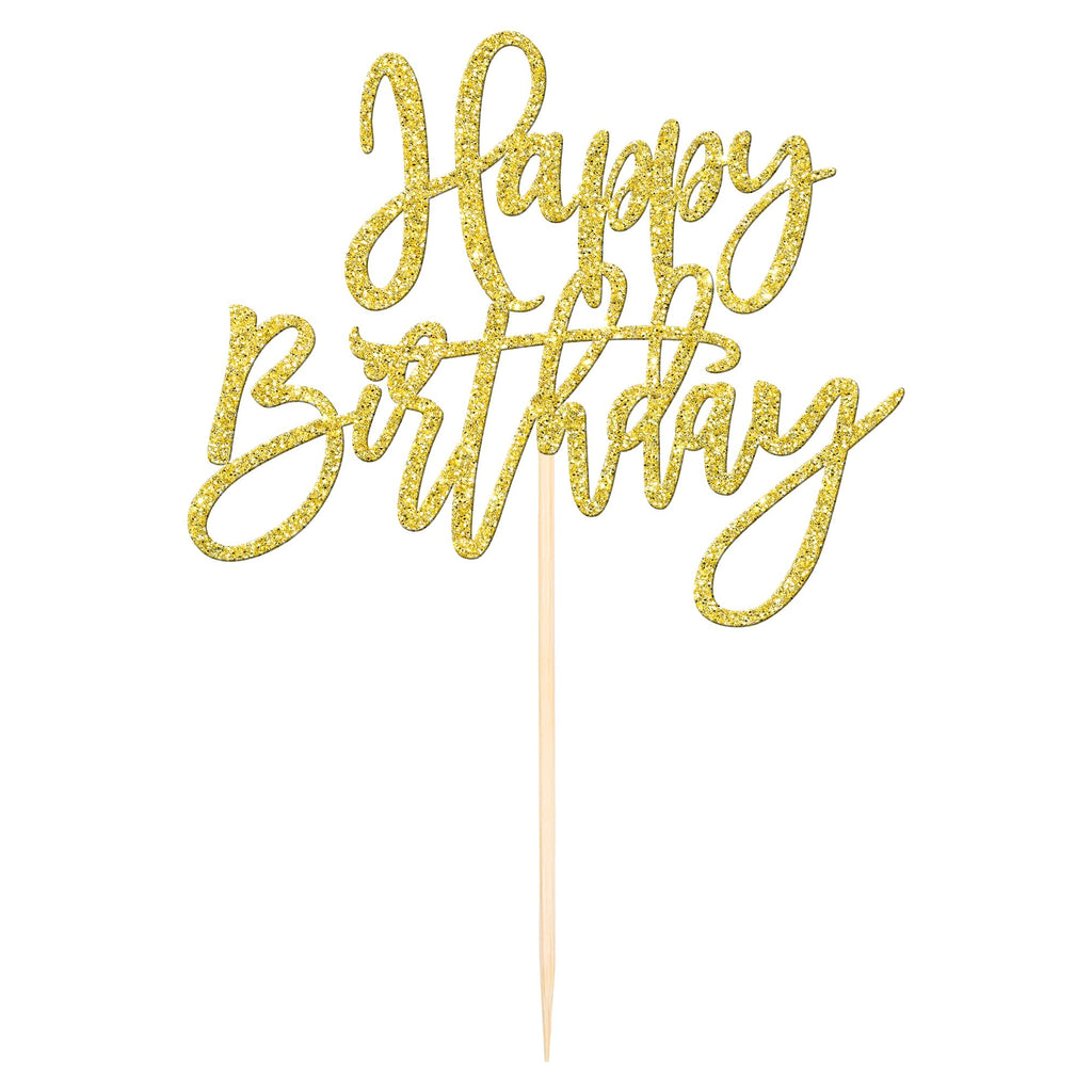 ZHUOWEISM Gold Happy Birthday & Anniversary Cake Topper - Glitter Card Stock