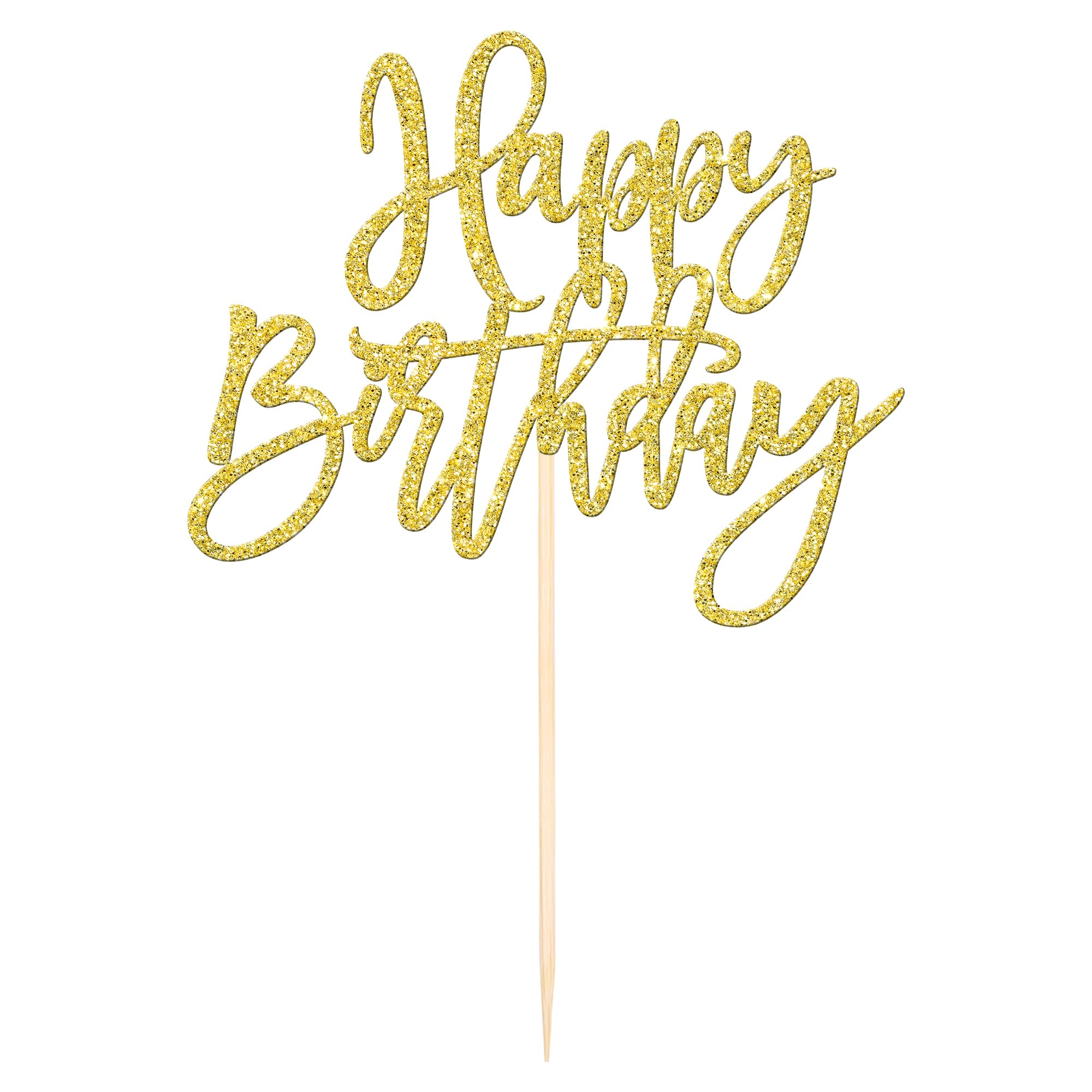 ZHUOWEISM Gold Happy Birthday & Anniversary Cake Topper - Glitter Card Stock